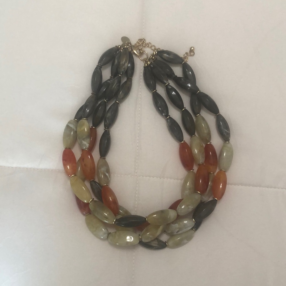 Chico’s Multicolored Oval Beaded Stack Necklace